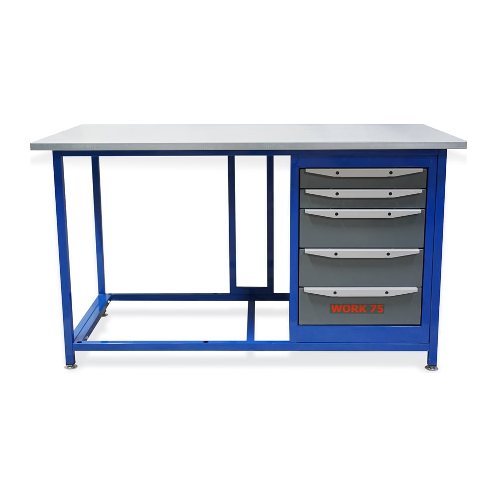Изображение товара Однотумбовый верстак WORK серии WK1500 Т5 с ящиками и тумбой для профессиональных мастерских