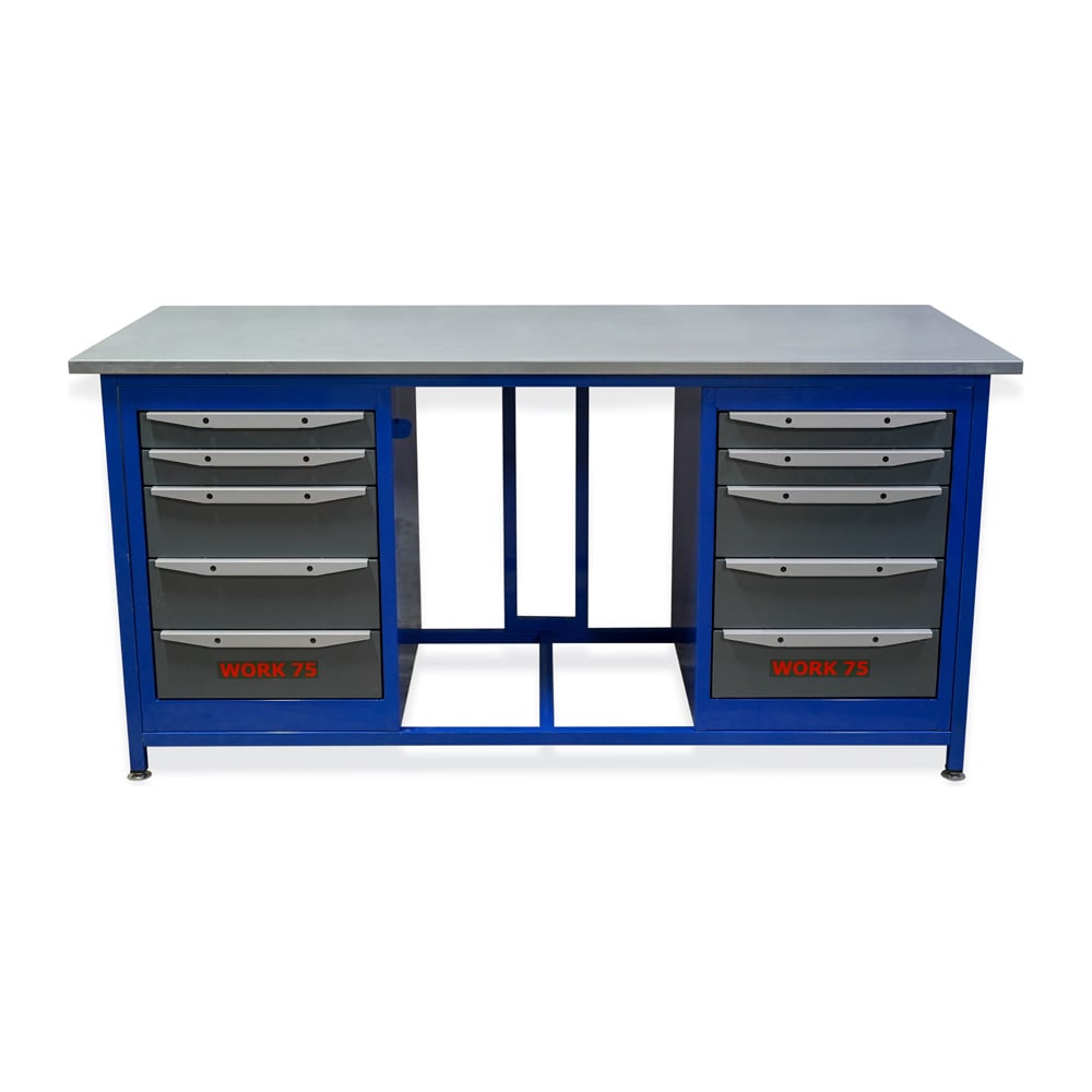 Изображение товара Двухтумбовый верстак WORK WK1800 с ящиками и тумбой