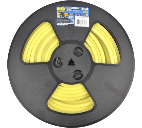 Изображение товара Светодиодная лента Uniel NEON ULS-N11-2835-120LED/m-8mm-IP67-DC24V-10W/m-15M-YELLOW UL-00009102
