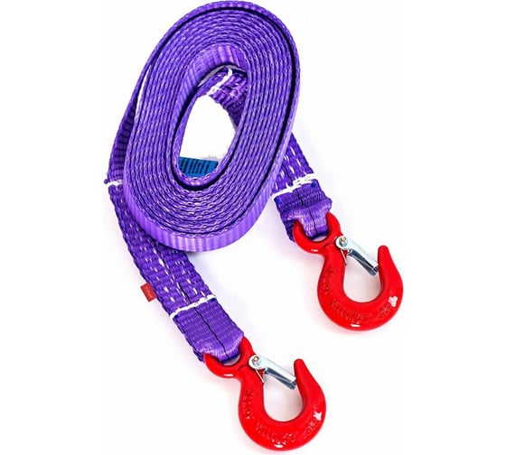 Изображение товара Буксировочный ленточный трос ООО Торговый дом СтройПартнер 20 т, 5 м, крюк 5 т/крюк 5 т, лента 125 мм X400139705