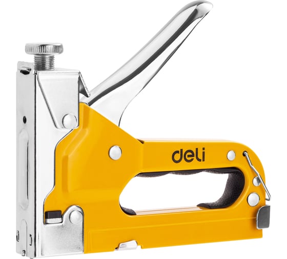 Изображение товара Строительный мебельный степлер DELI металлический с регулировкой + антистеплер DL238105 с набором скоб в кейсе (Тип «П» 4-14мм, «U» 10-12мм и «T» 10-14мм по 2000шт каждых) 98418