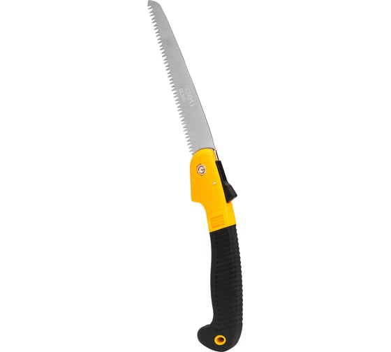 Изображение товара Садовая пила DELI складная 180мм DL580618 сталь 65MN, шаг зубьев 7 TPI, обрезиненая ручка, шлифовка зубов с 3-х сторон, двухрядное распределение кромок 98483