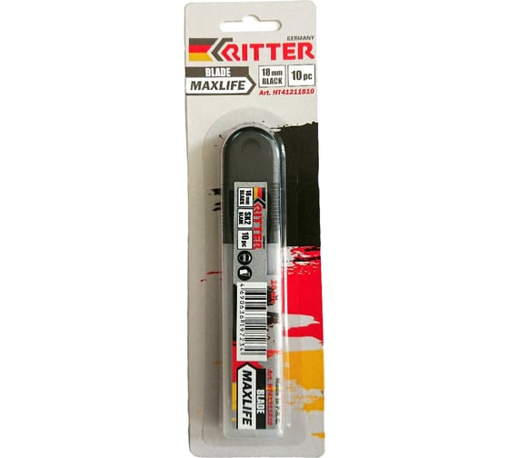 Изображение товара Лезвия сегментированные MaxLife 18 мм для ножей, 10 шт RITTER HT41211810