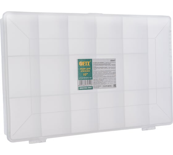 Изображение товара Ящик-органайзер прозрачный для крепежа (275х185х42 мм) FIT 65641