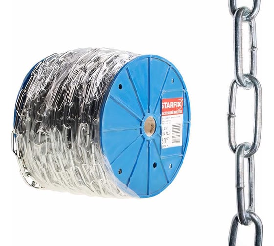 Изображение товара Сварная длиннозвенная оцинкованная цепь STARFIX LLC М2 DIN 763 бухта 80 м SMP-42314-80
