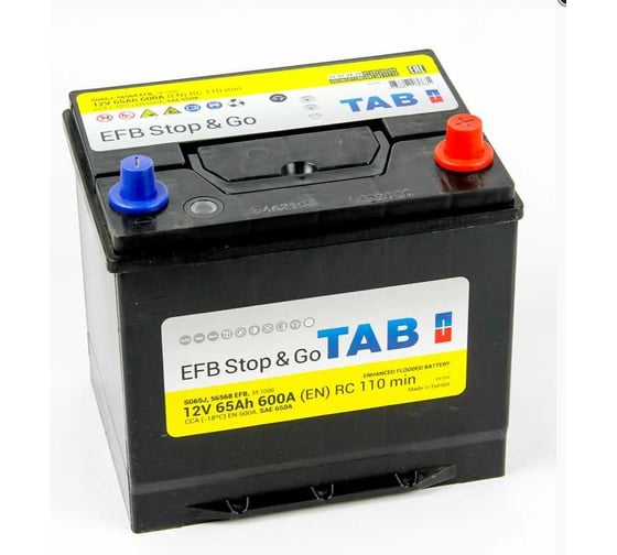 Изображение товара Аккумуляторная батарея TAB EFB Stop&Go 6СТ-65.0 55D23L яп. ст./бортик 212860