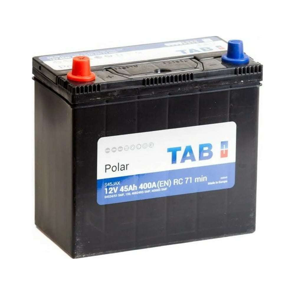 Изображение товара Аккумуляторная батарея TAB Polar 6СТ-45.1 для авто 12 В 45 А*ч кальциевые Кальциевые (Ca/Ca) артику
