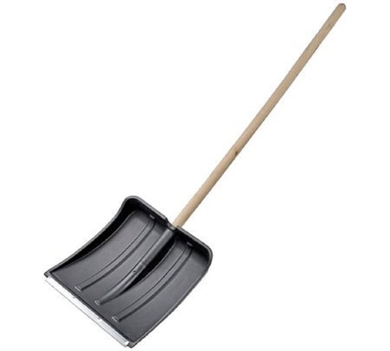 Изображение товара Морозостойкая лопата Спец Снежинка с оцинкованной планкой, 380x380 мм, с деревянным черенком 1м КПБ-СНЖ380*380