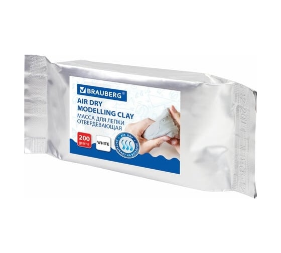 Изображение товара Паста для моделирования и лепки BRAUBERG масса отвердевающая, 200 гр, белая 224441