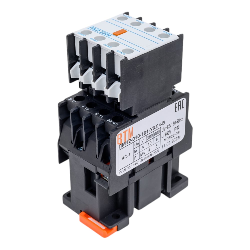 Изображение товара Пускатель ВТМ ПМ 12-010101-10А-42АС-(2з+3р)-УХЛ4-В модульный для автоматики