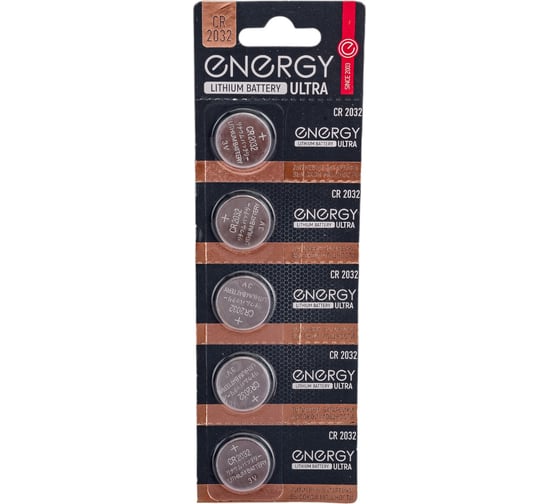 Изображение товара Литиевая батарейка ENERGY Ultra CR2032/5B 104984