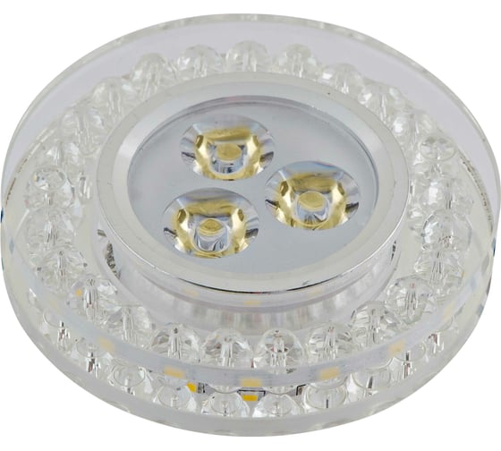 Изображение товара Светодиодный светильник De Fran LED 220В 3x1Вт +3Вт SMD, хром+прозр.центр+кристалы 3000K, FT 818 LED