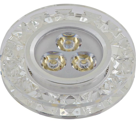 Изображение товара Светодиодный светильник De Fran LED 220В 3x1Вт +3Вт SMD, хром+прозр.центр+кристалы 3000K, FT 817 LED