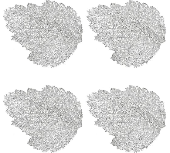 Изображение товара Набор сервировочных салфеток Nouvelle Серебряный листок плейсматов 4 шт, 46x36 см 9903070-Н4