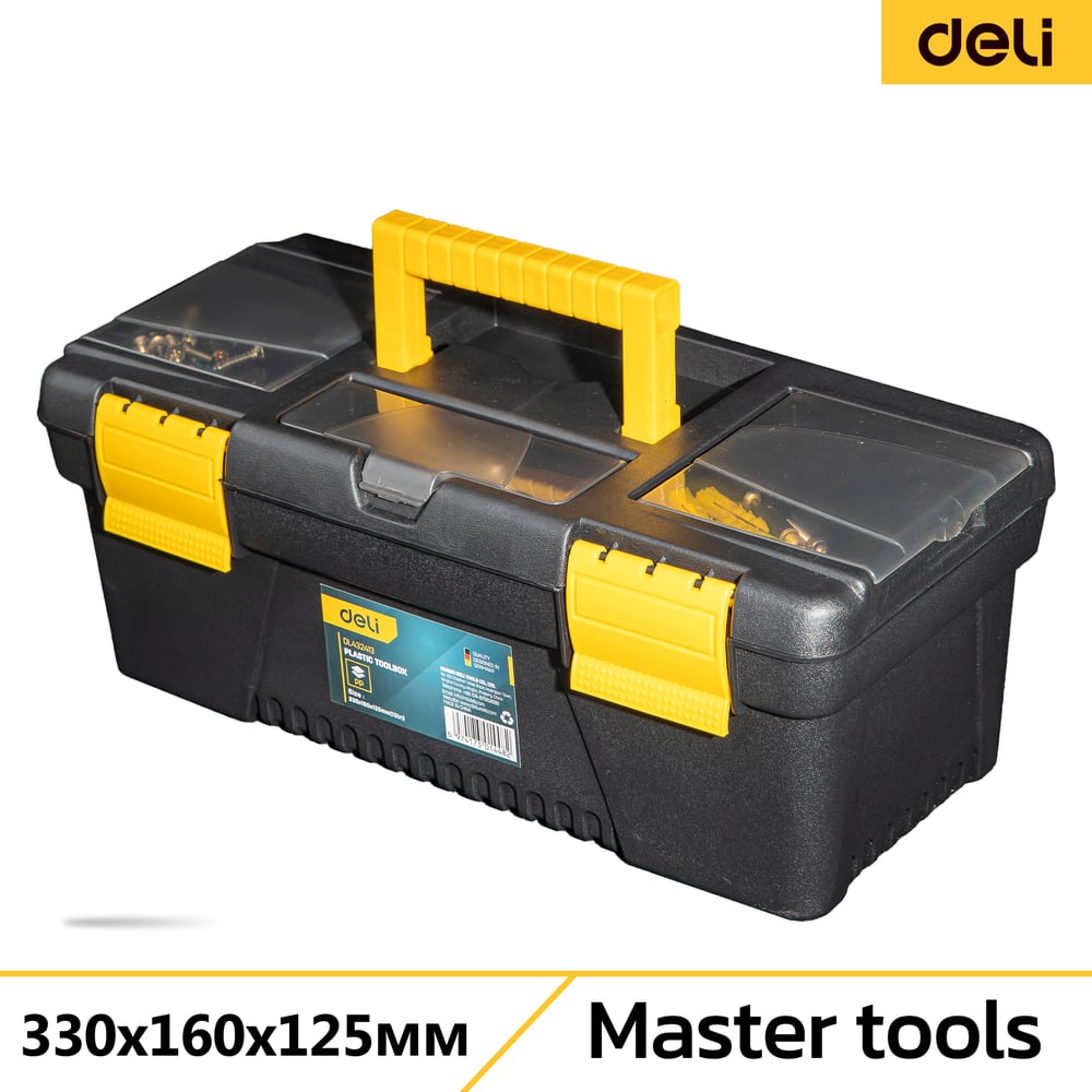 Изображение товара Ящик для инструментов DELI DL432413 330х160х125мм черный/желтый