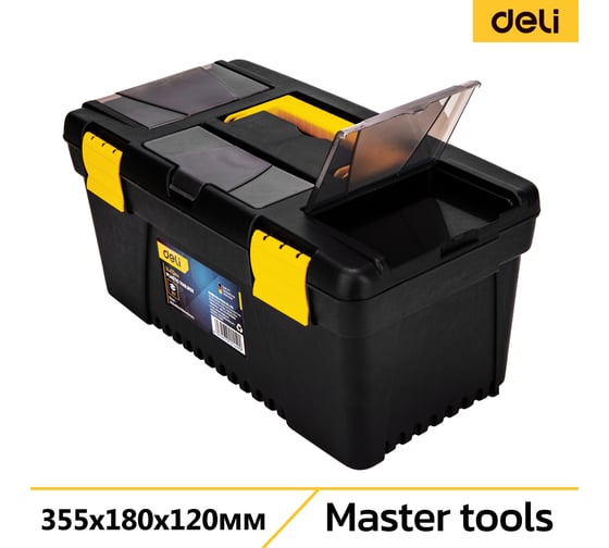 Изображение товара Ящик для инструментов DELI с органайзером DL432414 (355х180х150мм, грузоподъёмность 9кг) 98476