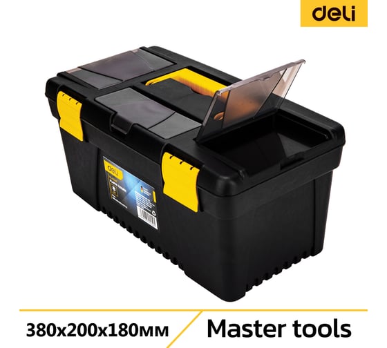 Изображение товара Ящик для инструментов DELI с органайзером DL432417 (380х200х180мм, грузоподъёмность 13кг) 98477