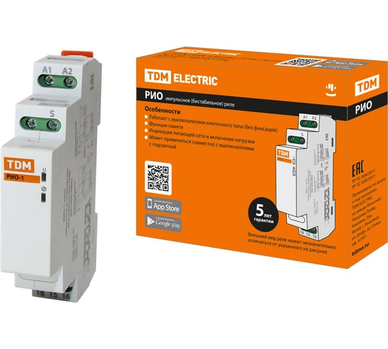 Изображение товара Импульсное реле освещения TDM ELECTRIC РИО-1 бистабильное, 230В SQ1510-0001