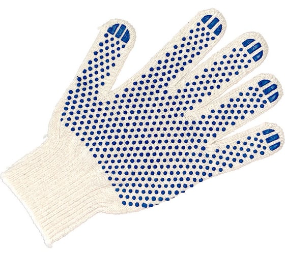 Изображение товара Трикотажные перчатки с ПВХ ПРОМПЕРЧАТКИ 6 нитей, 10 класс, белые, 200 пар ПП-27600/200