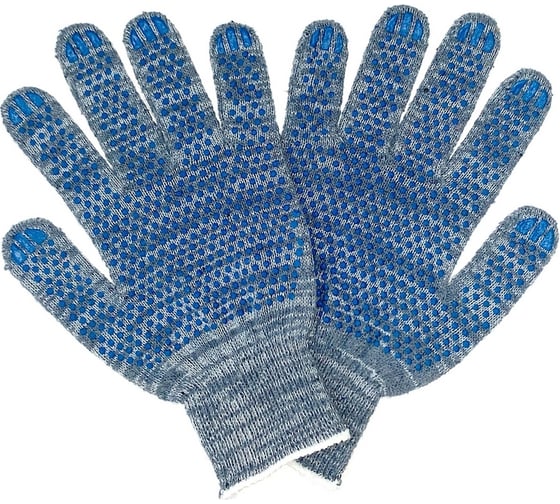 Изображение товара Трикотажные перчатки с ПВХ ПРОМПЕРЧАТКИ 6 нитей, 10 класс, серые, 200 пар ПП-27900/200