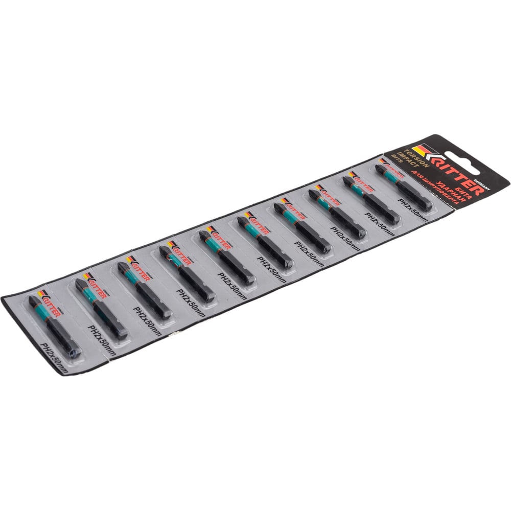 Бита Impact Torsion PH2, 50 мм, намагниченная, 10 шт RITTER PS20112056