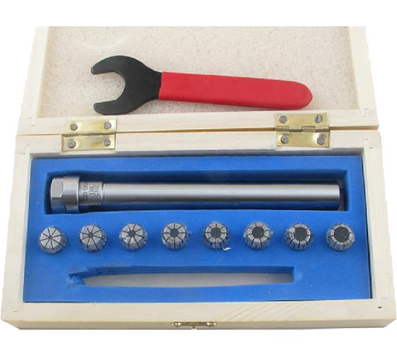 Изображение товара Патрон цанговый с хвостовиком цилиндрическим С20, с набором цанг ER16 из 8 шт, 3-10 мм CNIC 55946