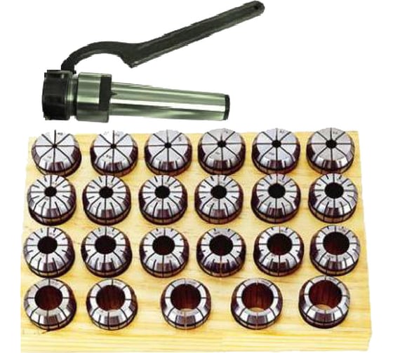 Изображение товара Патрон цанговый с хвостовиком КМ4 М16x2.0 мм, с набором цанг ER40 из 23 шт 4-26 мм CNIC 31230