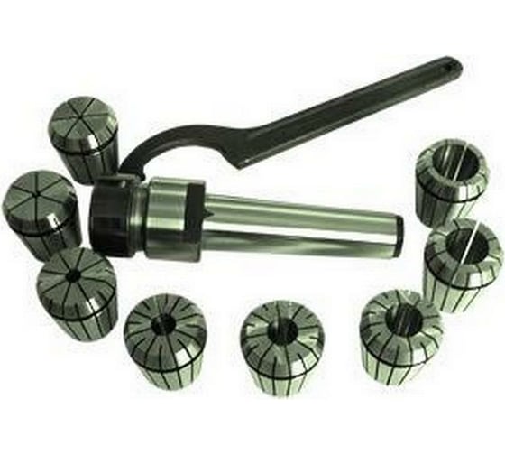 Изображение товара Патрон цанговый с хвостовиком КМ2 М10x1,5 мм, с набором цанг ER25 из 7 шт 6-16 мм CNIC 35192