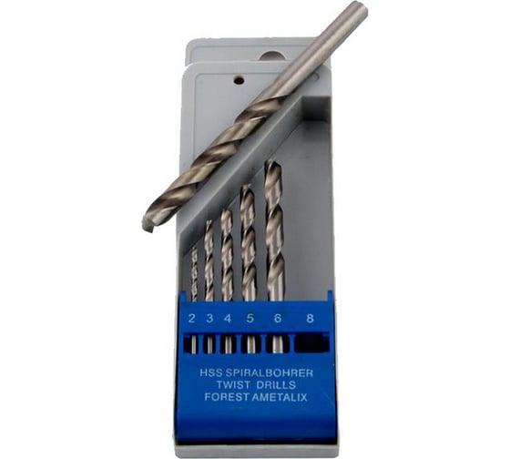 Изображение товара Набор сверл по металлу H601 из 6 шт, 2-8 мм, вышлиф. Р6М5 в пластмассовом футляре CNIC 44574