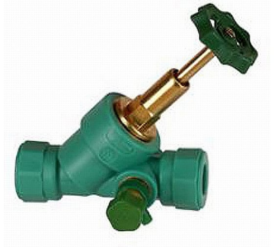 Изображение товара Косой вентиль BANNINGER со сливным патрубком, полипропиленовый, зеленый - 20 5RS1060E11