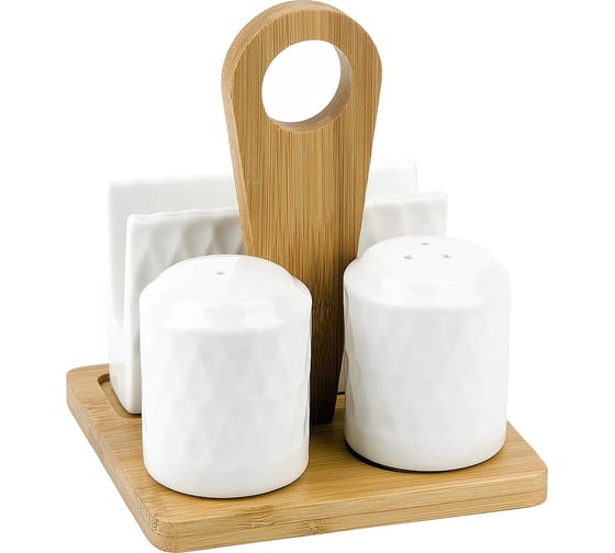 Изображение товара Набор для специй Nouvelle Naturel с салфетницей, на бамбуковой подставке 2630288