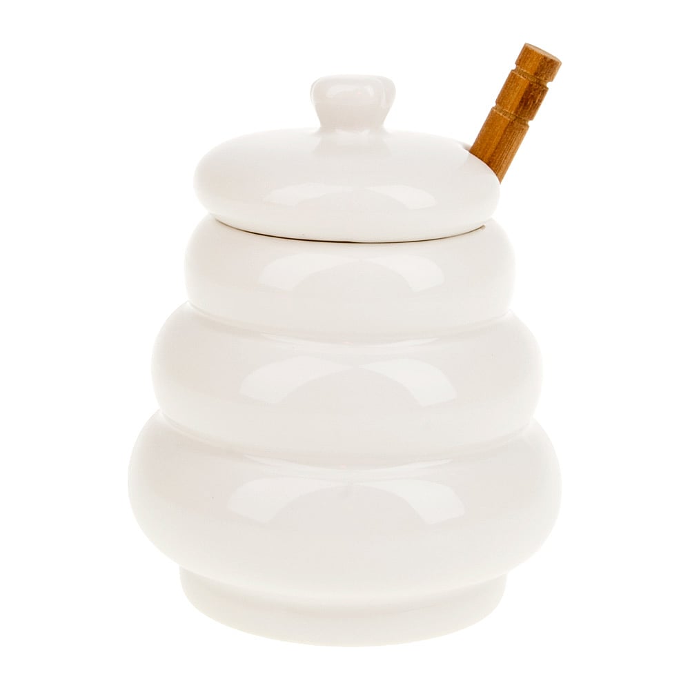 Изображение товара Медовница Nouvelle Naturel с ложкой 380 мл керамическая белая