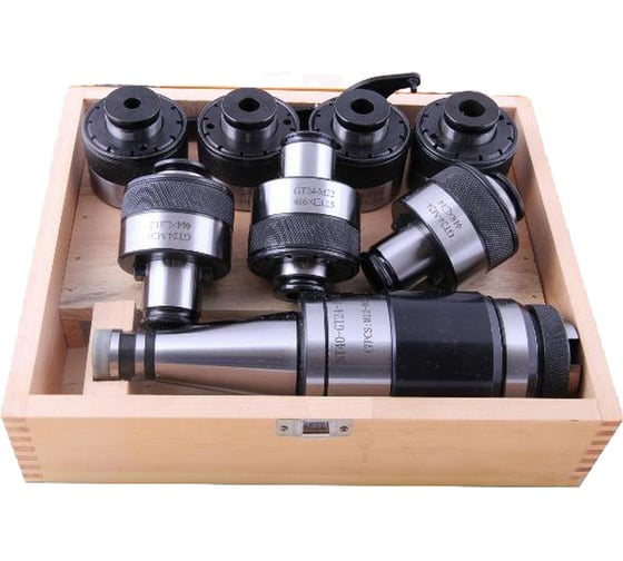 Изображение товара Патрон резьбонарезной М12-М24 с хвостовиком 7:24-40 исп1 с набором головок из 7 шт ГОСТ 25827-93 CNIC 43511