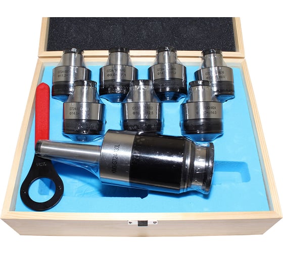 Изображение товара Патрон резьбонарезной MТ3-GT24-140L с хвостовиком КМ3, с набором головок из 7 шт, М12-М24 CNIC 50189