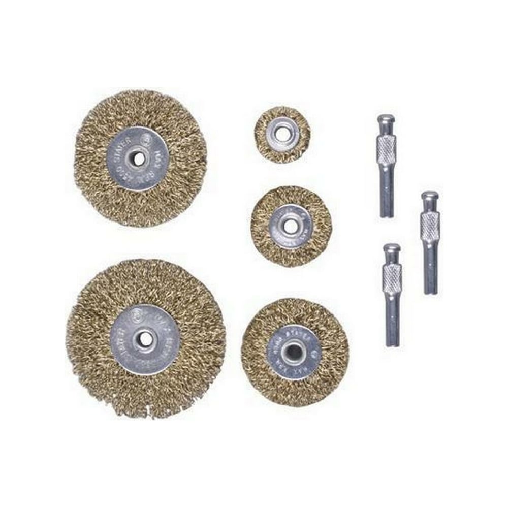 Изображение товара Набор щеток для дрели А9001, 5 штук, 25-75 мм, 3 державки, латунированные CNIC 39219