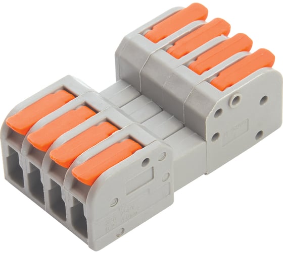 Изображение товара Монтажная компактная клемма STEKKER для подключения фазных проводников, 4 контактные группы, LD221-424 20шт в упак, 39875