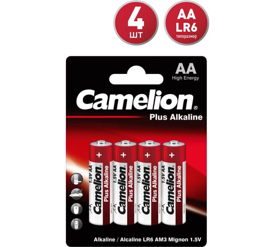 Изображение товара Батарейка 1.5В Camelion LR 6 Plus Alkaline BL-4 7370