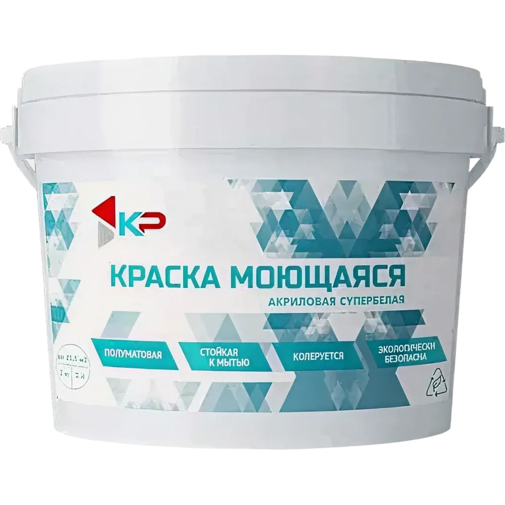 Изображение товара Краска акриловая быстросохнущая полуматовая белая для внутренних работ 7 кг