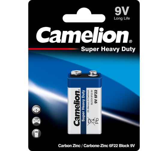 Изображение товара Батарейка Крона 6F22 Blue 9В 1шт Camelion 3218