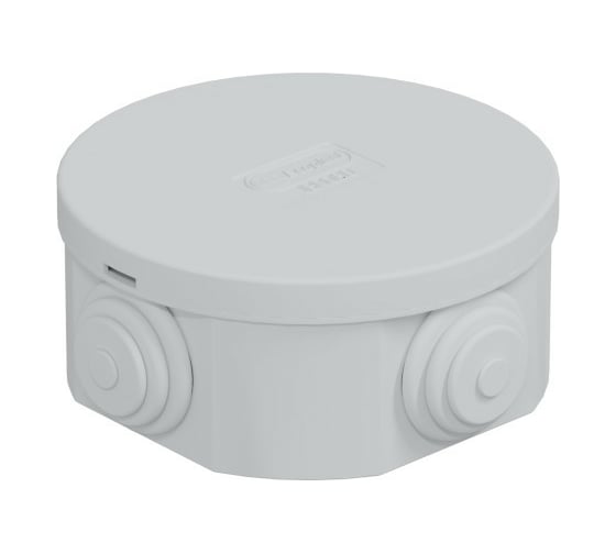 Изображение товара Распределительная коробка Экопласт JBR080 о/п с крышкой D=80x40, 4 вых,IP44 цвет белый, подходит для монтаж. пистолета 44005W-1