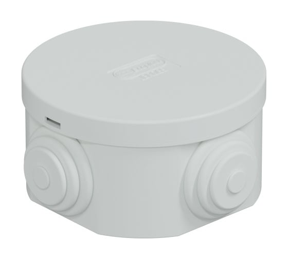 Изображение товара Распределительная коробка Экопласт JBR065 о/п с крышкой D=65x35 мм 4 вых.IP 44 цвет белый, подходит для монтаж. пистолета 44004W-1