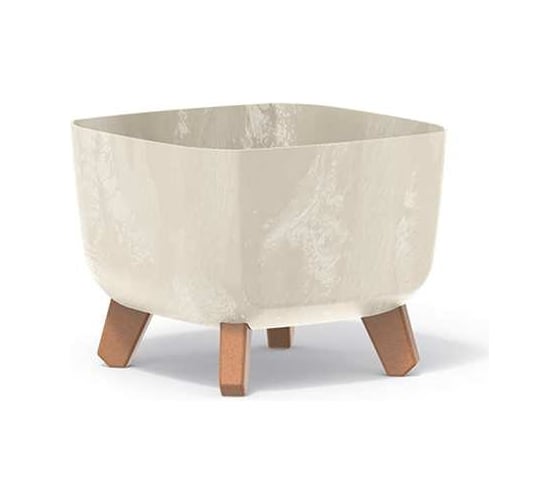 Изображение товара Кашпо на ножках Prosperplast DGQL240ECY700 GRACIA SQUARE BETON EFFECT 240х240х187 мм, кремовое 067364