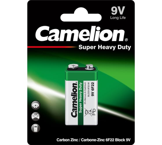 Изображение товара Батарейка солевая крона, 9В Camelion 6F22 SR-1 1663
