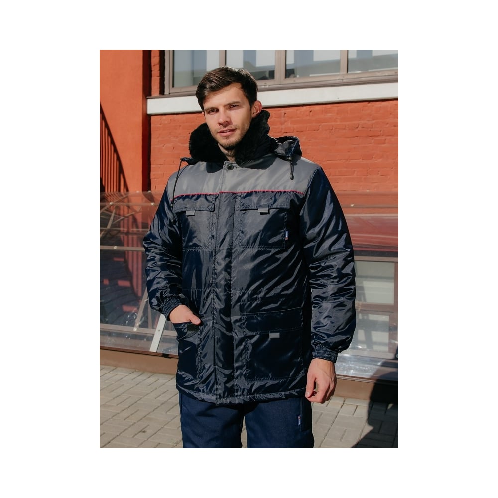 Изображение товара Утепленная мужская куртка Инженер Grey из синтетики с капюшоном