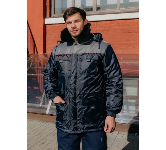 Изображение товара Утепленная куртка ООО ГУП Бисер Инженер Grey, Оксфорд, темно-синий/серый/красный, р-р 48-50 рост 170-176 4670132028133