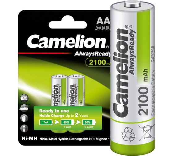 Изображение товара Аккумулятор 1.2В Camelion AA- 2100mAh Ni-Mh Always Ready BL-2, 7966