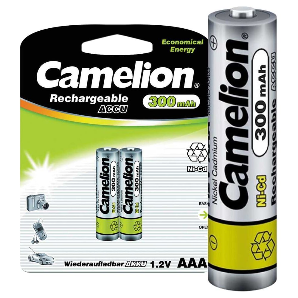 Изображение товара Аккумулятор Camelion AAA Ni-Cd 1.2V 300mAh микропополнение 2 шт.