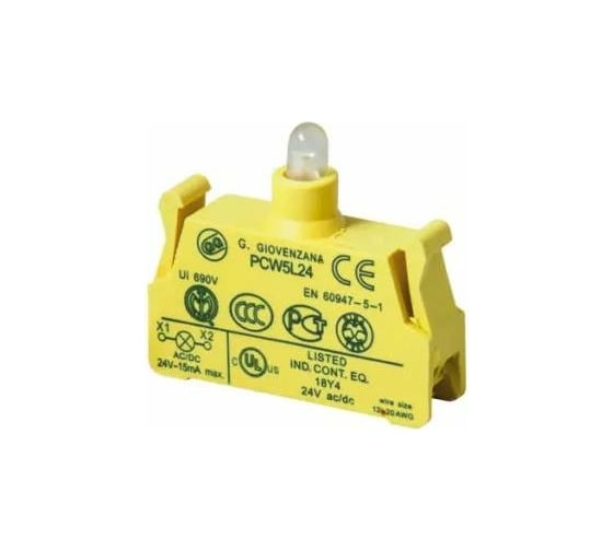 Изображение товара Контактный блок GIOVENZANA со светодиодом, пружинные клеммы, 24V PCW5L24