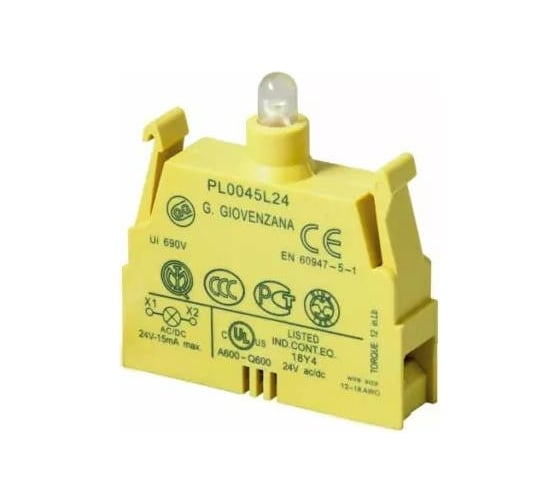 Изображение товара Контактный блок GIOVENZANA со светодиодом, с клеммами под винт, 24V PL0045L24