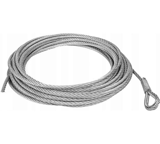 Изображение товара Трос стальной канат с петлёй г/п 500 кг, 6,2 мм, 60 м, нержавейка для лебёдки OCALIFT tros6zp60m